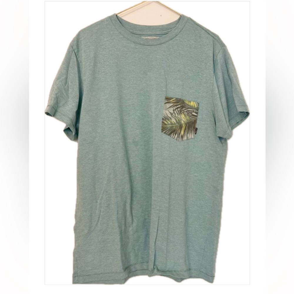Billabong Men's Light Blue Tee with Leaf Pocket